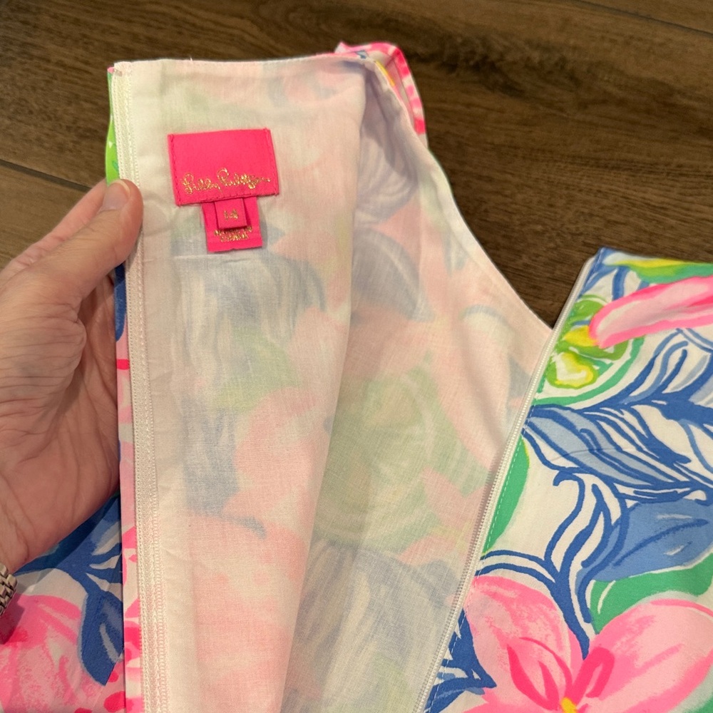 Lilly Pulitzer Vibrant Pink and Blue Kids shift Dress - Picture 6 of 6